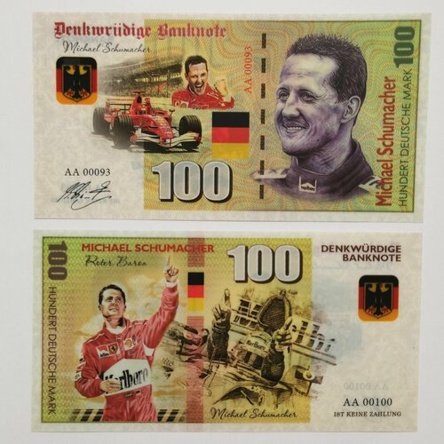 Сувенирная банкнота 100 марок Михаэль Шумахер автогонщик