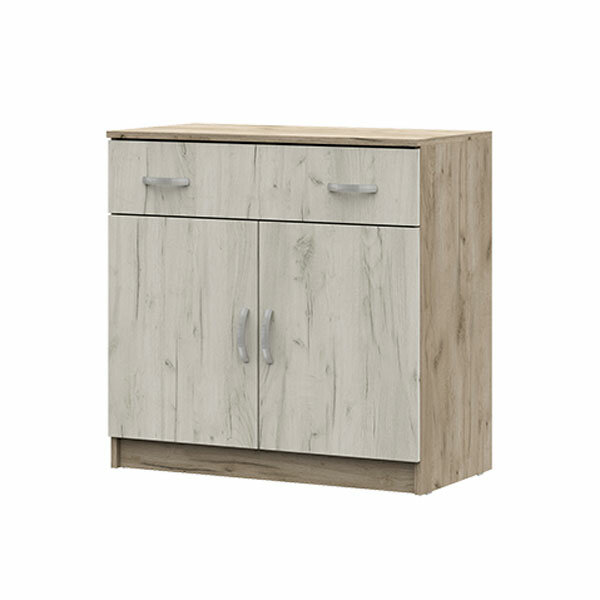 фото КМ 552М Бася ЛДСП комод 1 ящ. 2 ств. (дуб крафт серый/дуб крафт белый)