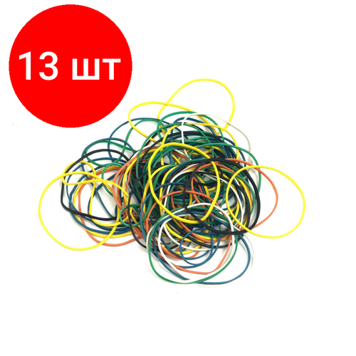 Комплект 13 упаковок, Резинка универсальная 100г диам.60мм. цвет ассорти