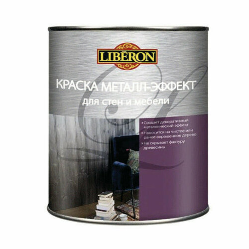Liberon Акриловая краска для дерева металл-эффект 1л белое золото