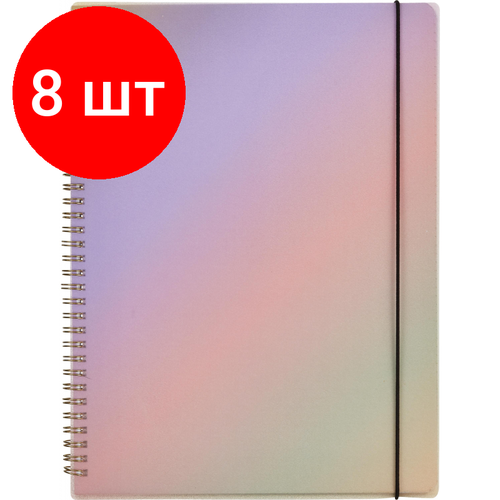 Комплект 8 штук, Бизнес-тетрадь Attache Selection Rainbow A4 80л, клетка, спираль218х294мм