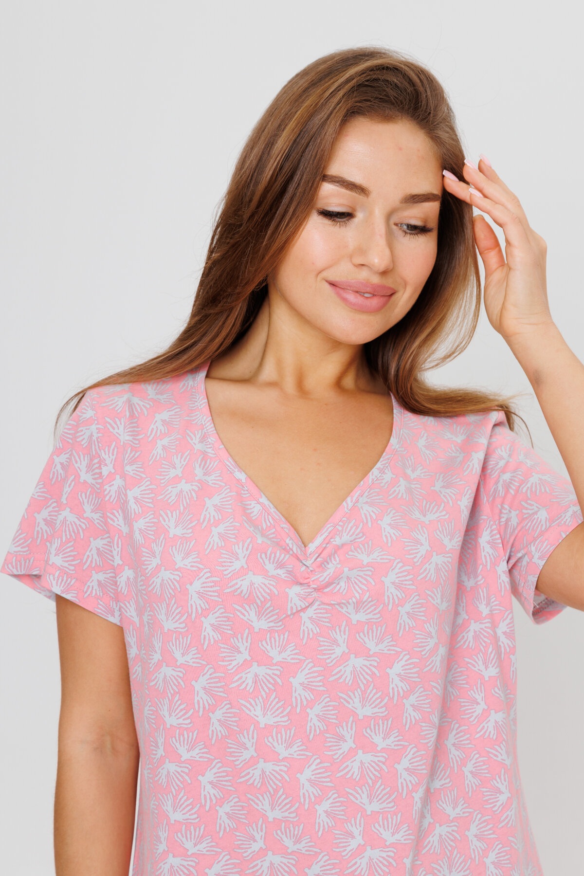 Женская ночная сорочка Modellini 1900/1 розовая, 54 размер - фотография № 5