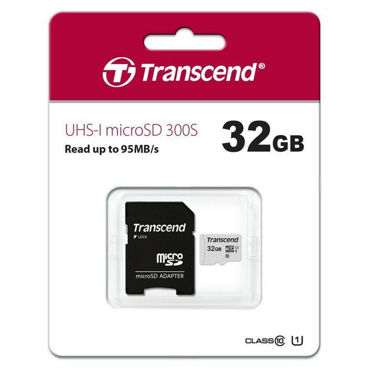 Карта памяти MicroSD 32Гб Transcend TS32GUSD300S-A