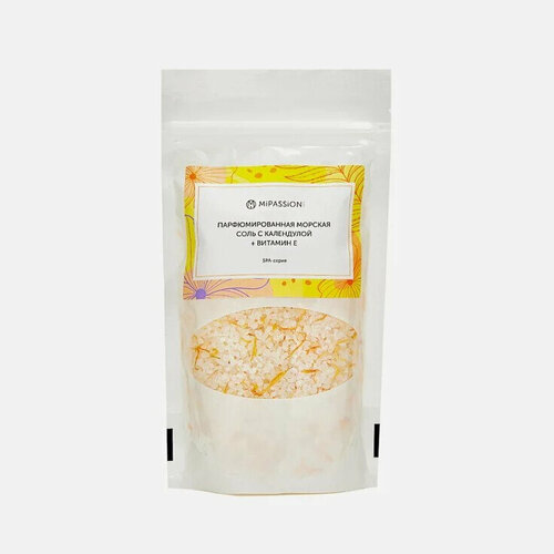MiPASSiON Морская парфюмированная соль для ванны с календулой и витамином Е, 200 гр