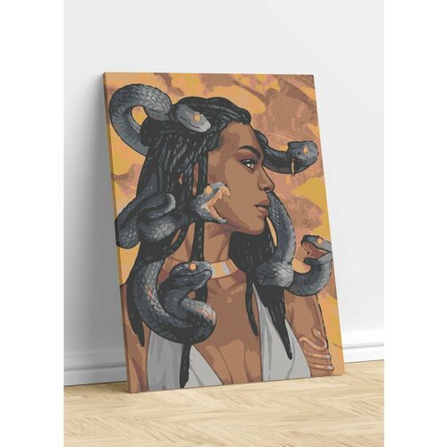 Африканка со змеями африканка с серьгами раскраска картина по номерам на холсте