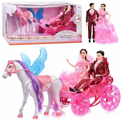 Карета с лошадкой Oubaoloon набор кукол, в коробке (908A) набор кукол jn686 14 прогулка с лошадкой в коробке