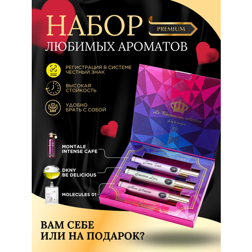 Подарочный парфюмерный набор по мотивам MONTALE Intense Cafe, DKNY Be Delicious, Escentric Molecules Molecule 01 - 