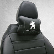 Автомобильная подушка под шею на подголовник эмблема Peugeot, для Пежо. Подушка для шеи в машину. Подушка на сиденье автомобиля.
