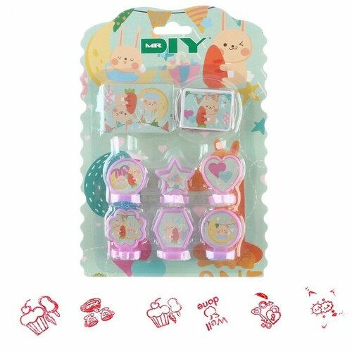 Печать цветная Зайка набор 6 шт штемпельная подушка 599₽