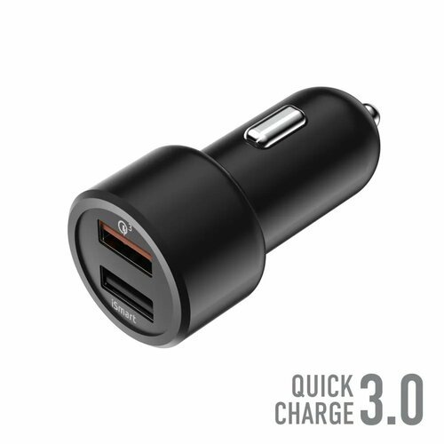 Зарядное устройство автомобильное Olmio Smart IC, 2 USB, 30 Вт, 5,4 А, QuickCharge3.0 автомобильное зарядное устройство olmio 038636 6 вт белый