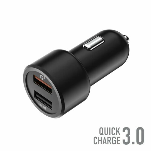 Зарядное устройство автомобильное Olmio Smart IC, 2 USB, 30 Вт, 5,4 А, QuickCharge3.0