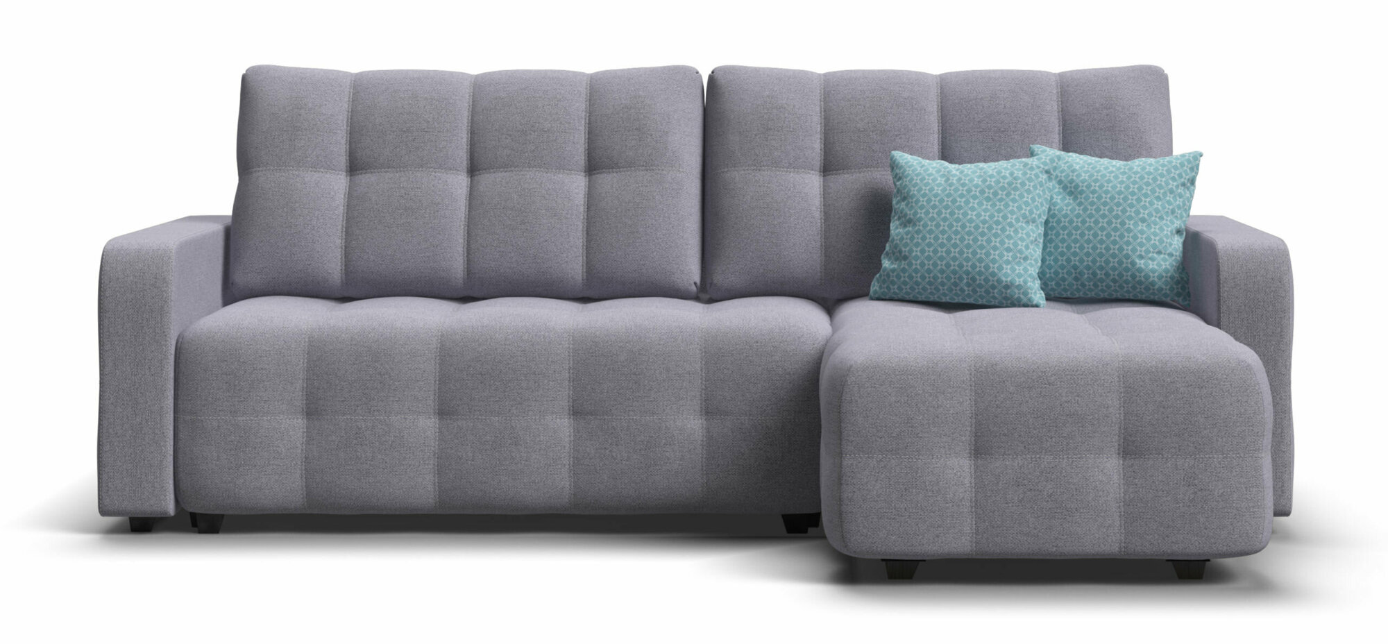 Угловой диван Много мебели Dandy 2.0, рогожка Malmo платина, 235х165х89 см