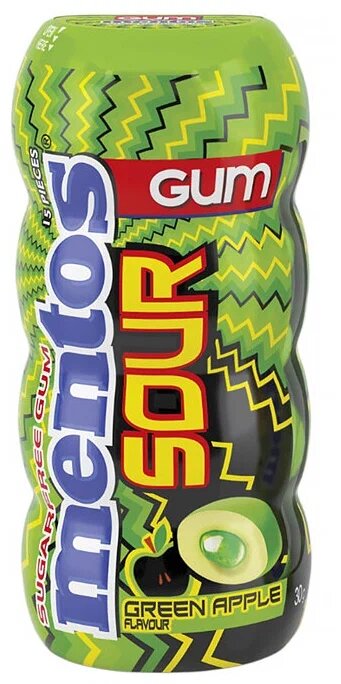 Жевательные конфеты Mentos Sour Gum Greenapple / Ментос Соур Зеленое яблоко 30 г. (США)