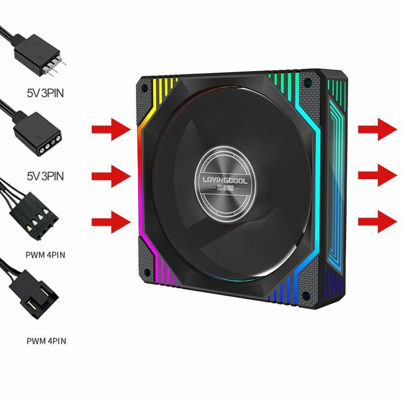 Кулер для корпуса LOVINGCOOL ARGB, 120 мм, 4-контактный, гидродинамический подшипник, 28дБ