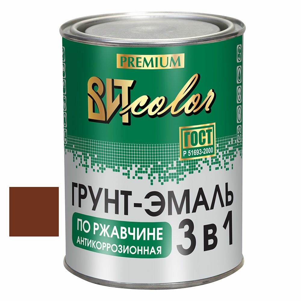 Грунт-эмаль премиум по ржавчине 3 в 1 (красно-коричневая) 0,8кг."ВИТcolor"