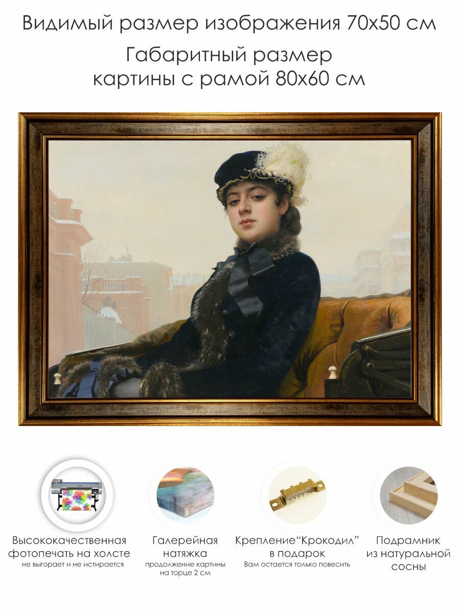 Репродукция картины "Неизвестная" Иван Крамской в раме