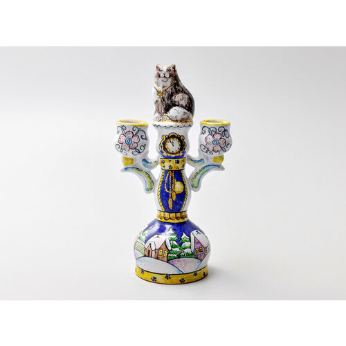 Подсвечник 2-х рожковый Подсвечник с котом