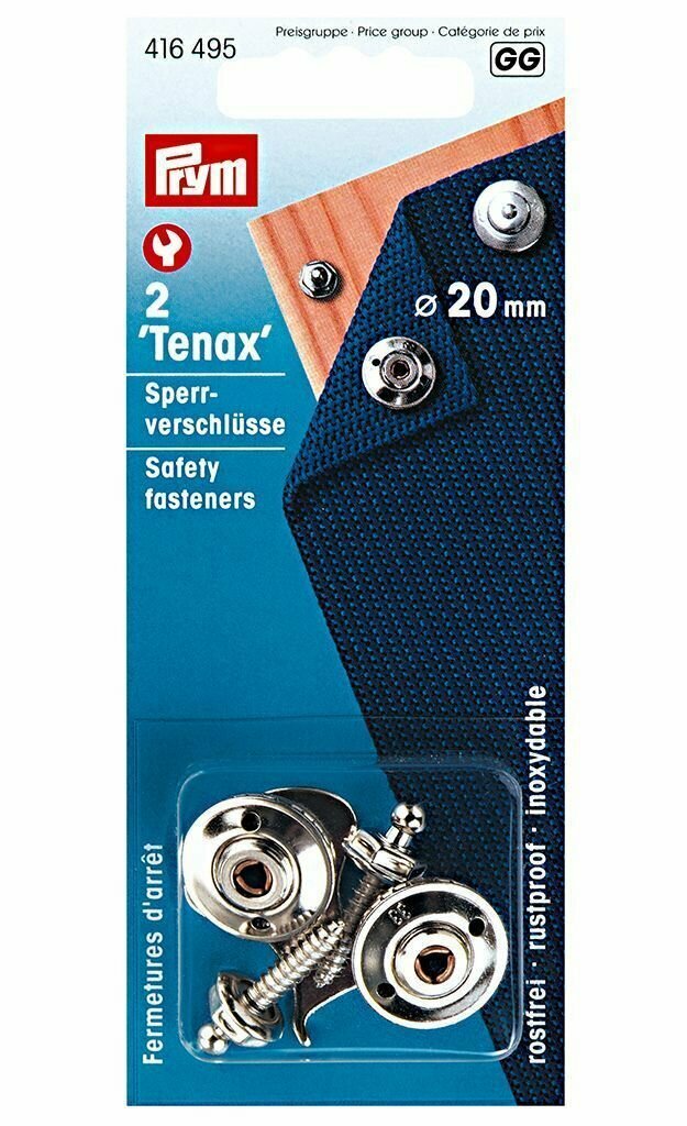 Застежки Tenax для кэмпинга лодок автоприцепов 20мм серебр 2шт PRYM 416495