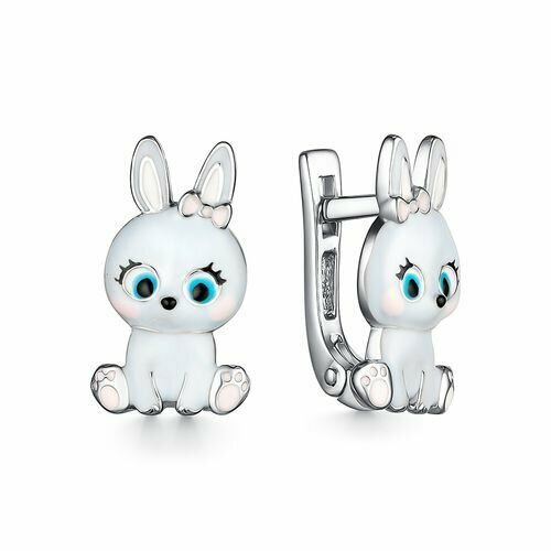 Серьги Мириада, серебро, 925 проба, эмаль, белый