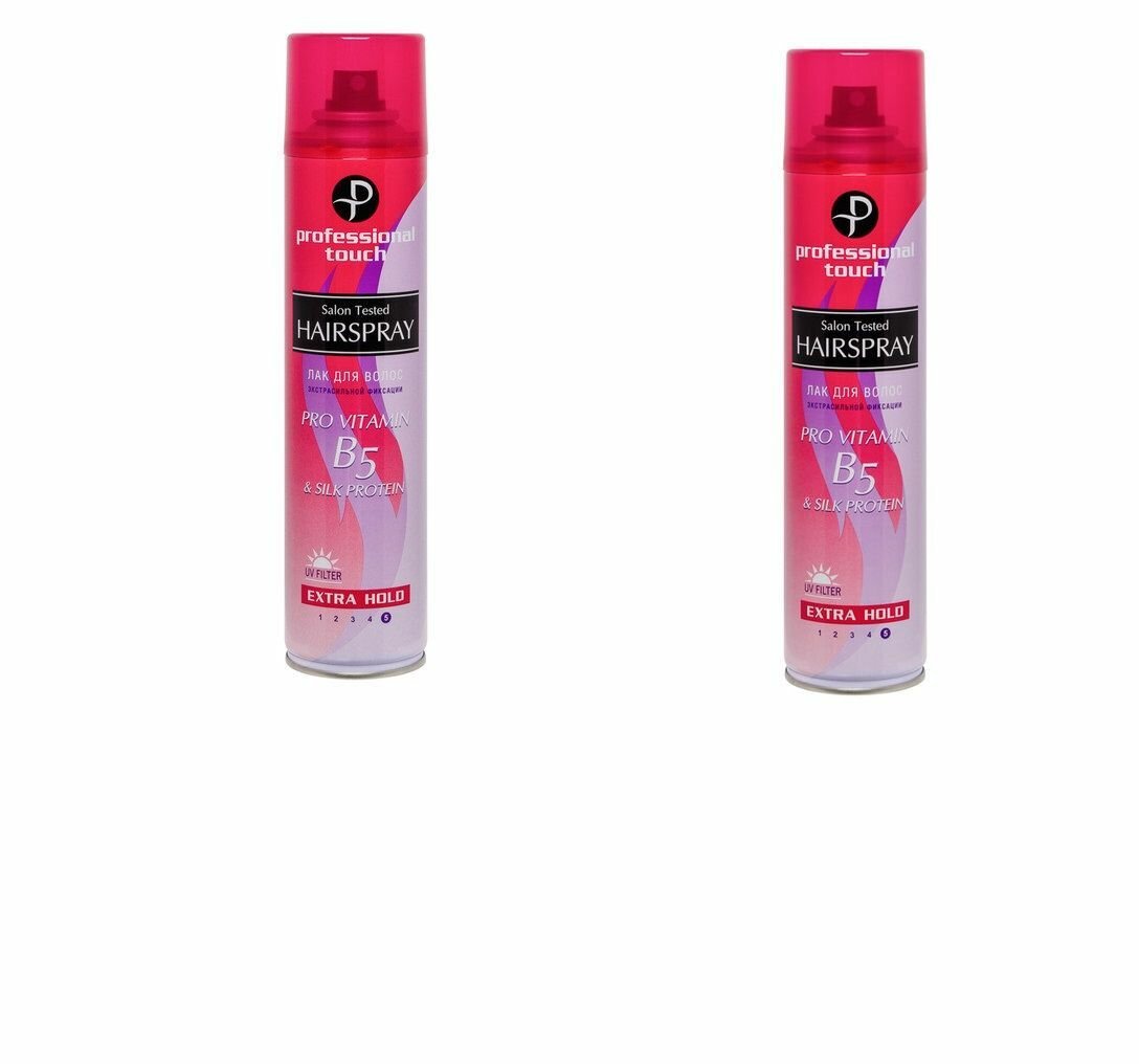 PROFESSIONAL TOUCH Лак для волос Pro vitamin B5 & Silk Protein, Экстрасильная фиксация, 265 мл, 2 шт