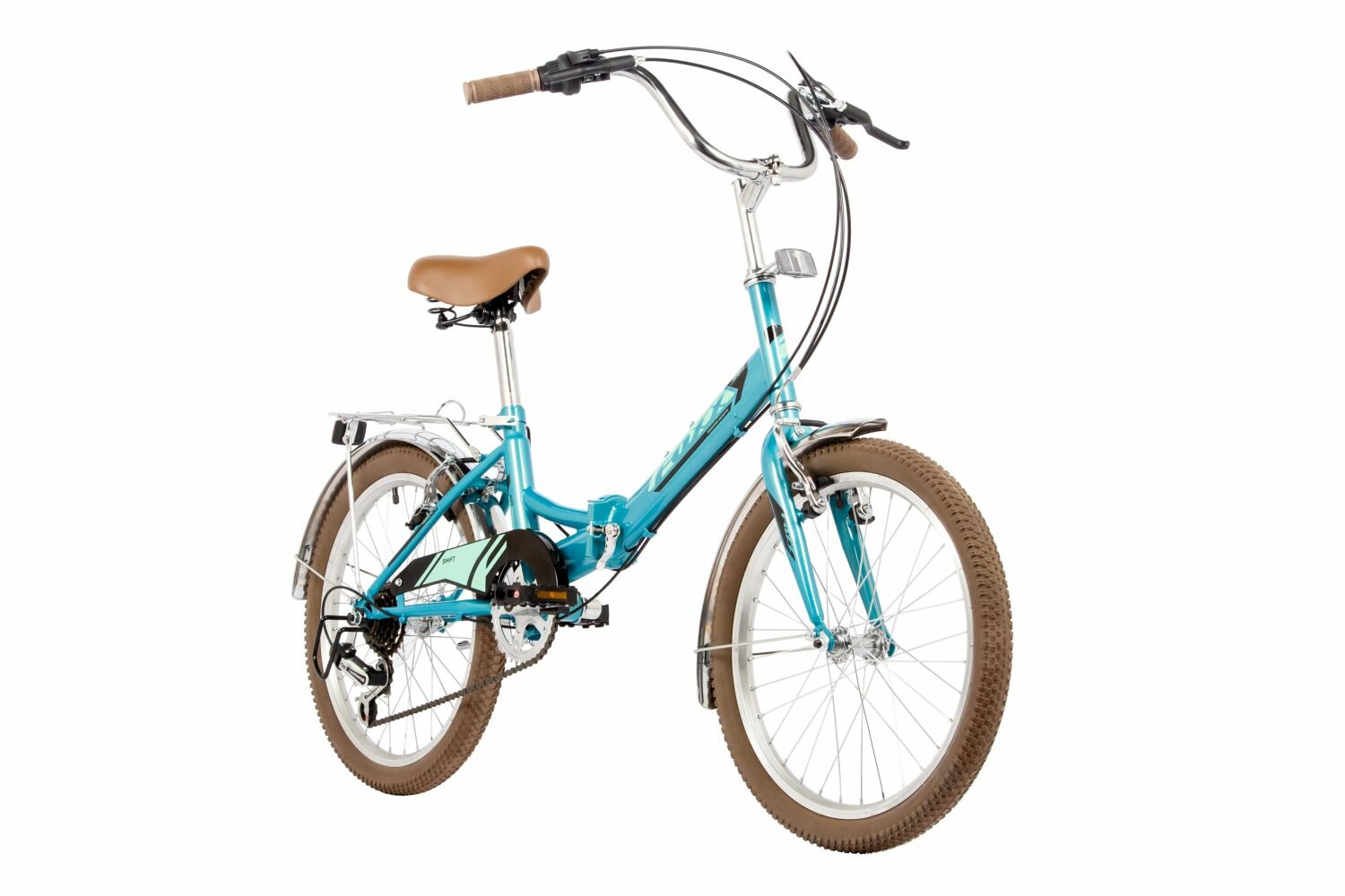 Велосипед Foxx Shift 6. V 20" (2024) (Велосипед FOXX 20" складной, SHIFT, зелёный, 6-скор, Shimano RS35/TY21, двойной обод, багажник)