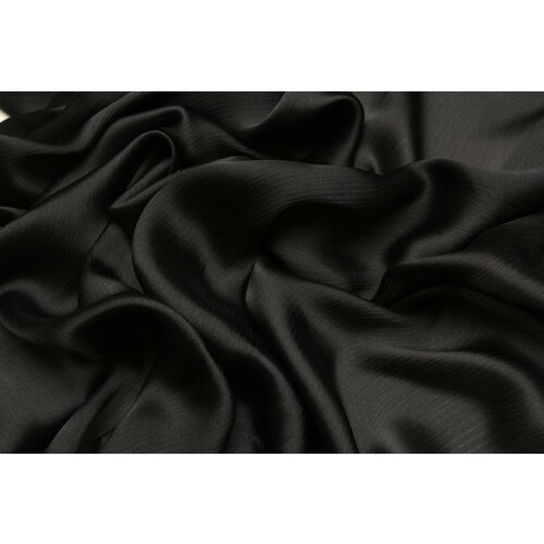 Ткань Шелк-атлас-туаль креш чёрный полупрозрачный глянцевый, ш130см, 0,5 м