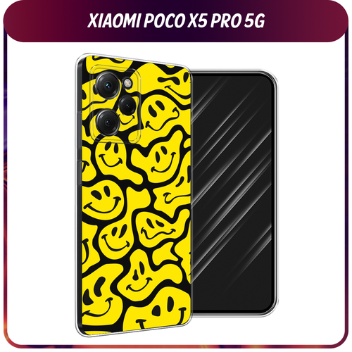 Силиконовый чехол на Xiaomi Poco X5 Pro 5G / Сяоми Поко X5 Про 5G Расплывчатые смайлики желтые силиконовый чехол няшный единорог на xiaomi poco x5 pro 5g сяоми поко x5 про 5g