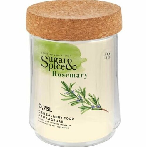 Банка для сыпучих продуктов Sugar&Spice Rosemary 0,75л с пробковой крышкой