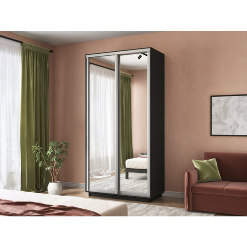 Шкаф-купе,120x60x220,(ШxГxВ), Экспресс, 2дверный, ДСП, Серый Диамант , Зеркало/Зеркало