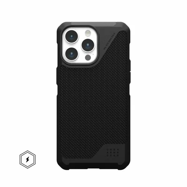 Чехол с поддержкой MAGSAFE Uag Metropolis LT ткань Kevlar для iPhone 15 Pro MAX 6.7", цвет черный (Black)