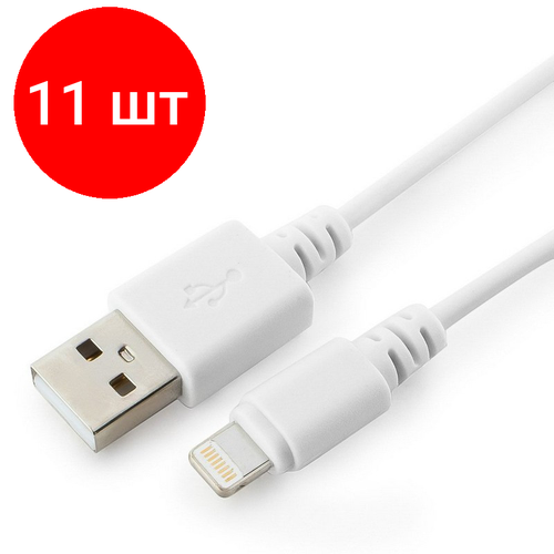 Комплект 11 штук, Кабель USB 2.0 - Lightning, М/М, 1 м, Cablexpert, бел, CC-USB-AP2MWP кабель cablexpert usb lightning cc usb ap2mp 1 м 1 шт белый