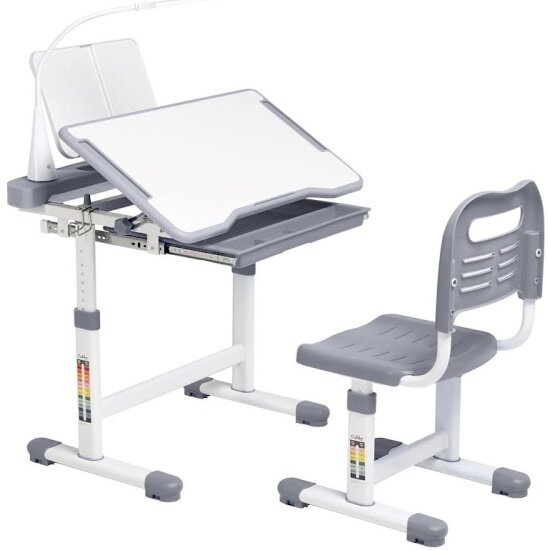 фото FUNDESK Комплект парта + стул Vanda Grey + лампа Vanda