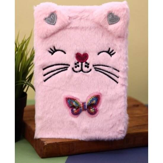 Блокнот плюшевый Ilikegift «Funny cat», pink