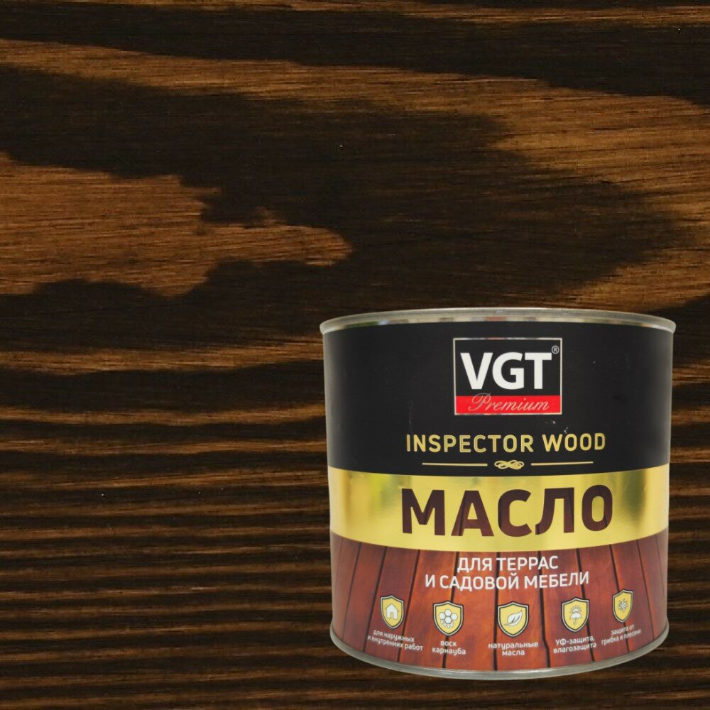 Масло для террас и садовой мебели VGT Premium Inspector Wood (18л) дуб темно-серый