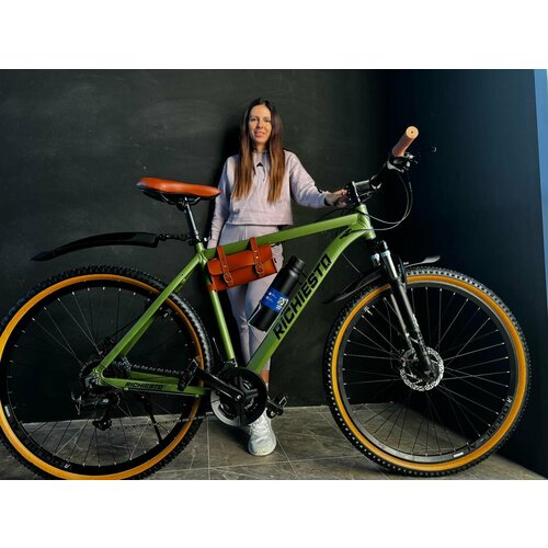 Велосипед горный RICHIESTO 29 Алюминиевая рама 21 Взрослый Спортивный Унисекс зеленыйкоричневый 2570000₽