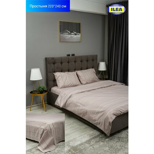Простыня ILEA Ронтграс Бежевый в полоску Перкаль 220х240 см 1490₽