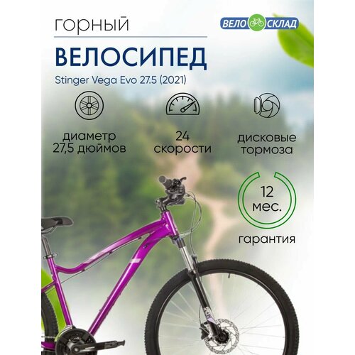 Женский велосипед Stinger Vega Evo 275 год 2021 цвет Фиолетовый ростовка 15 47300₽