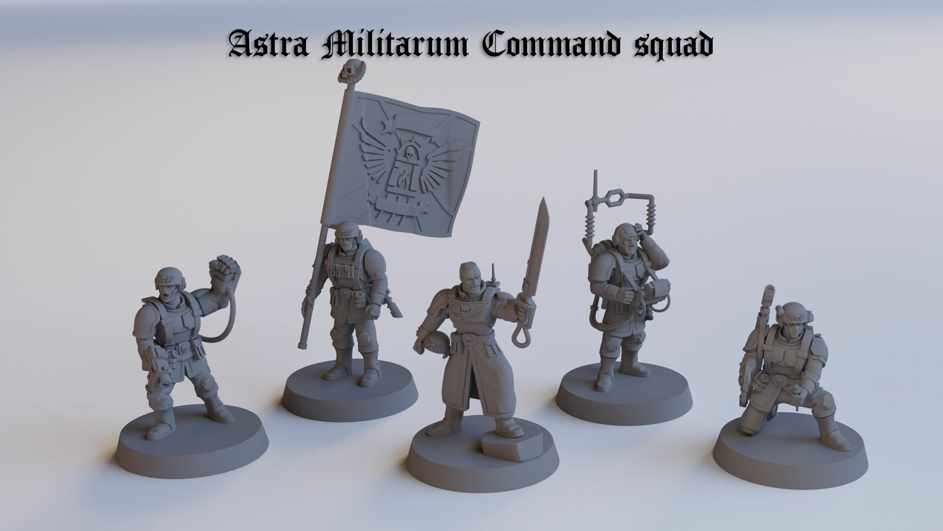 Astra Militarum: Cadian Command Squad / Командный отряд Имперской гвардии / набор миниатюр Warhammer 40k Астра Милитарум