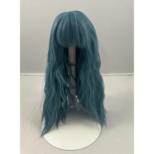 dollga wig lr 002 DollGa Wig LR-002_D (Длинный слегка волнистый парик голубой размер 6-6,5 дюймов для БЖД кукол)