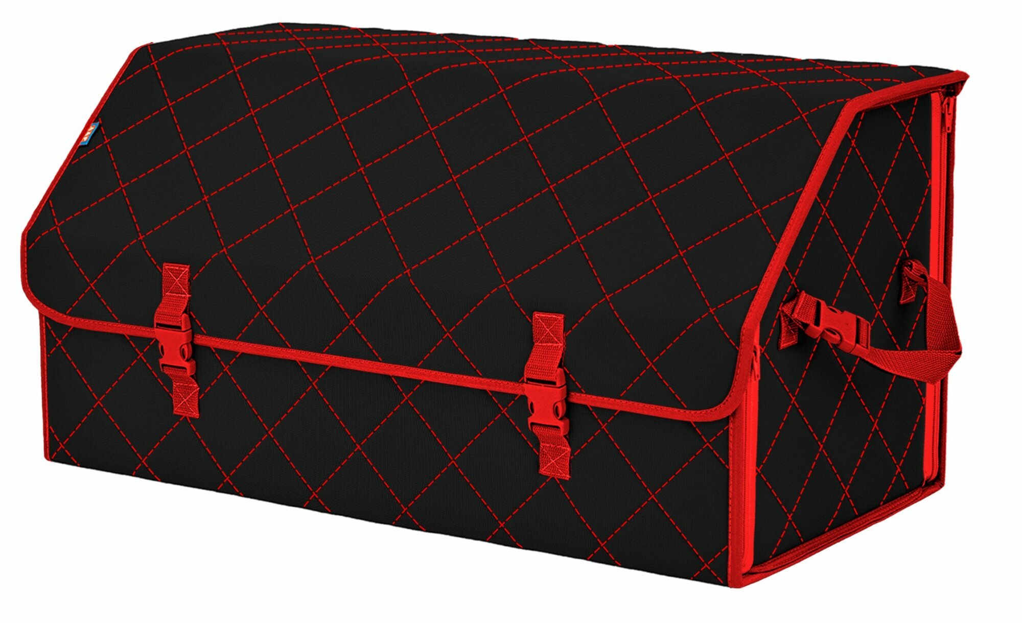 Органайзер-саквояж в багажник "Союз" (размер XL Plus). Цвет: черный с красной прострочкой Ромб.