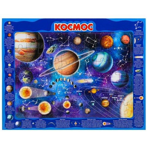Пазл Космос, рамка-вкладыш для детей, развивающая настольная игра-головоломка, паззл из 60 элементов
