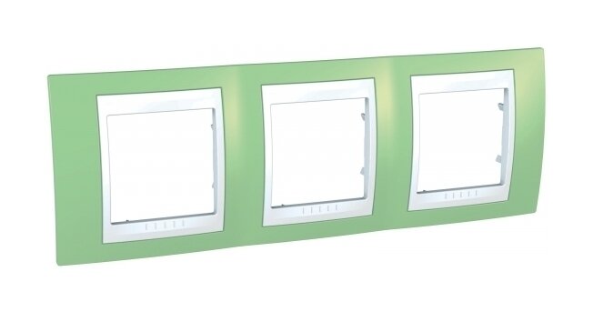 Рамка для скрытого монтажа Schneider Electric 3-х постовая UNICA хамелеон зеленый MGU6.006.863