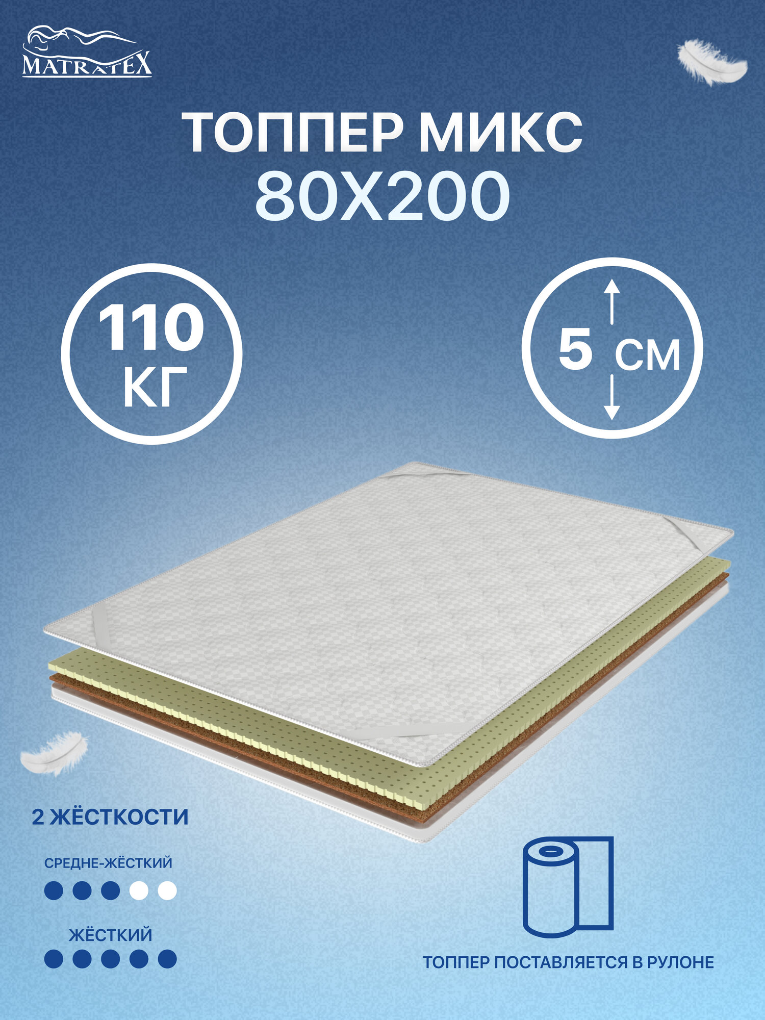 Топпер MATRATEX микс 80*200