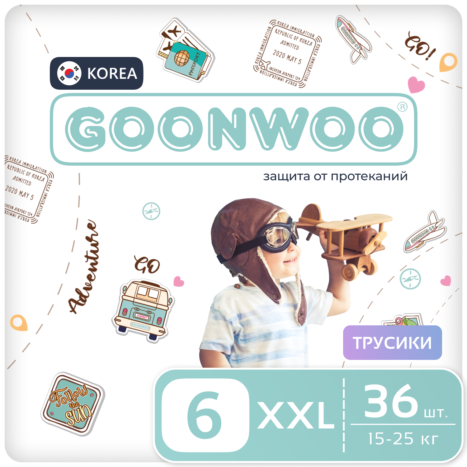 Подгузники-трусики GOONWOO размер 6 / XXL (15 - 25 кг), 36 шт.