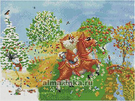 фото Алмазная мозаика Paintboy «На коне (Долотов Алексей)» (полная выкладка, 30х40 см, квадратные стразы)