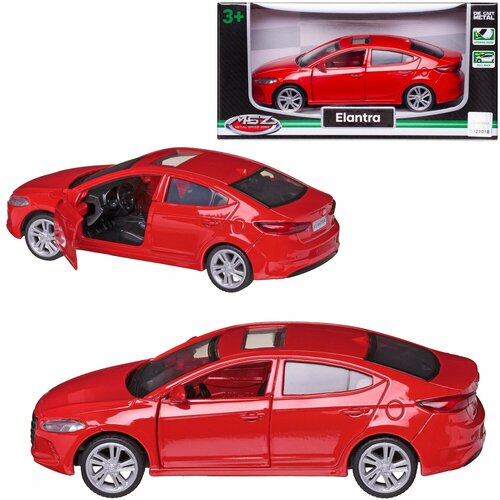 Машинка металлическая MSZ серия 1:43 Hyundai Elantra, цвет красный, инерционный механизм, двери открываются WE-15965R