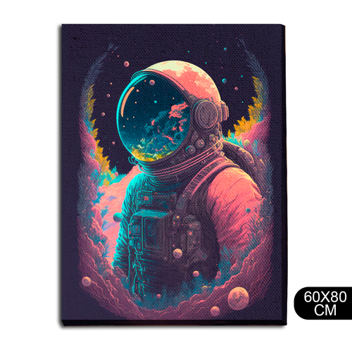 Картина интерьерная на холсте красочный космонавт (космос, психоделика) - 124 В 80x60