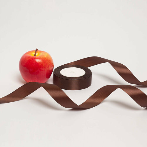 Лента атласная темно-коричневая 25мм х 22м - 1шт.