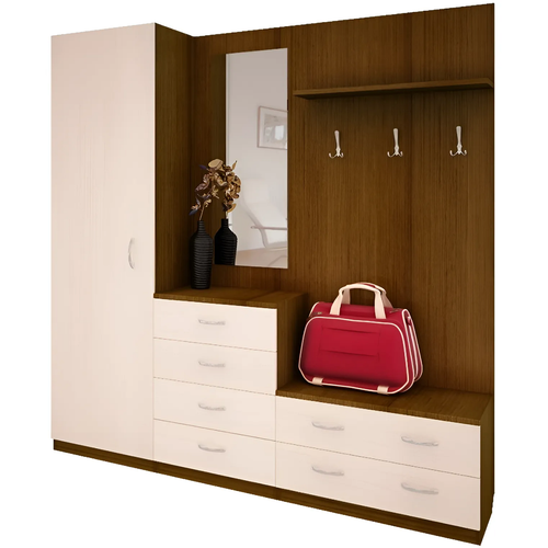 Прихожая Антре-7 с зеркалом дуб молочный и ноче экко 26520₽