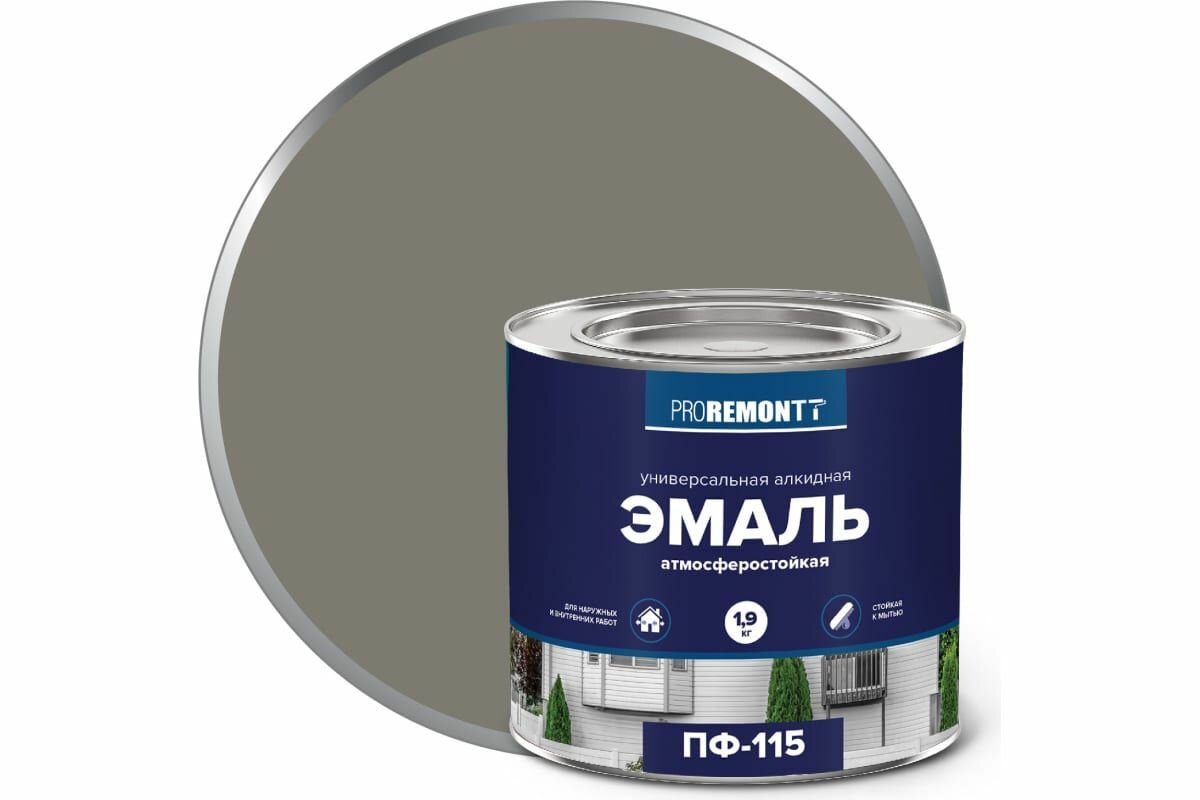 фото Эмаль ПФ-115 серая Proremontt (1,9кг)